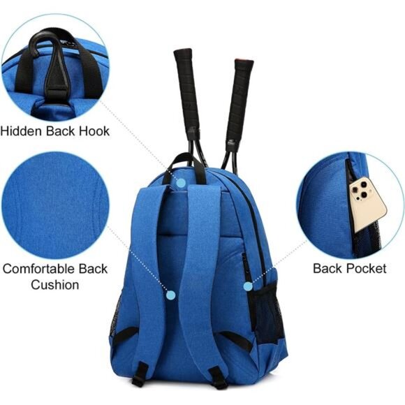Tennis Bag Professional Tennis Backpack for Men and Women Racket Bags Holds - Picture 4 of 7
